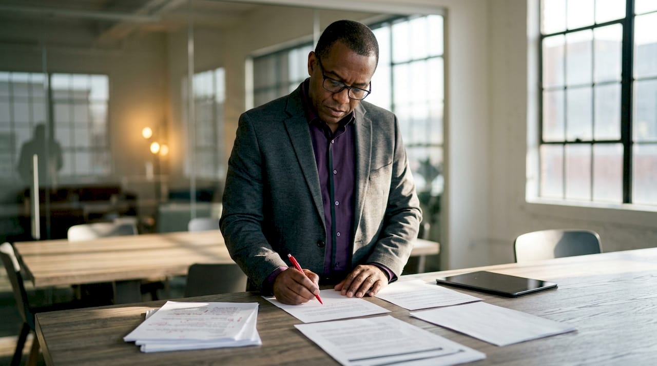 Man reviewing AI-generated LinkedIn drafts