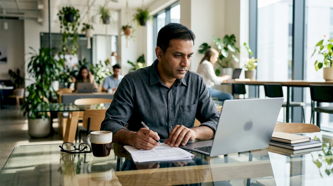 Founder reviewing LinkedIn content to build credibility