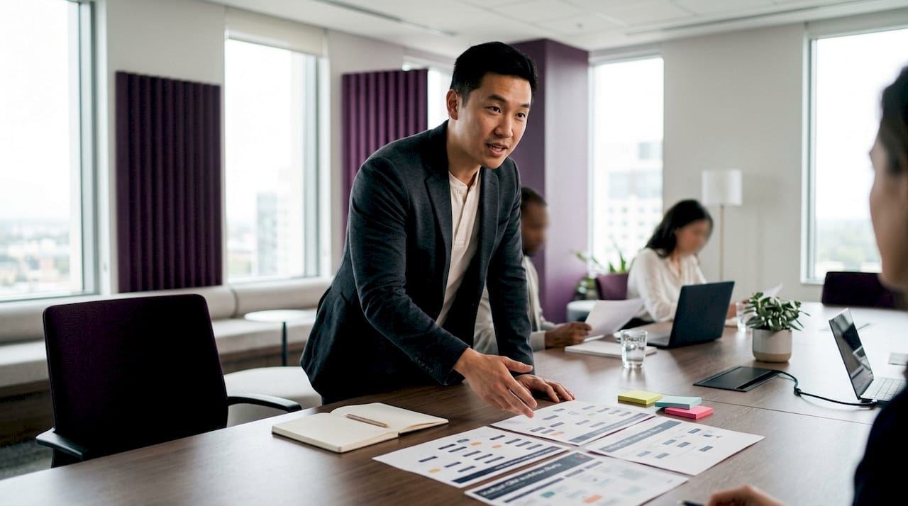 Hands arranging HubSpot CRM workflow charts