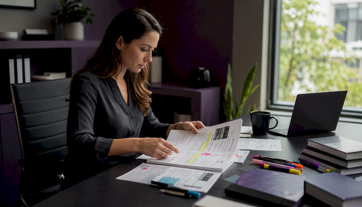 Marketing professional organizing case study drafts