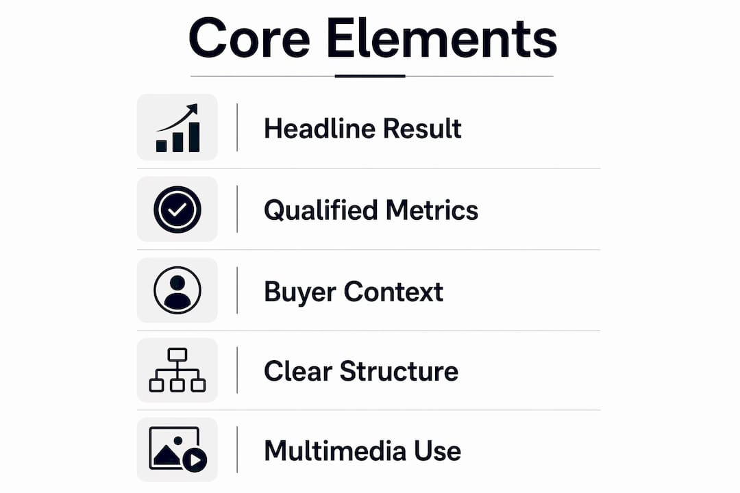Infographic showing core elements of case study conversion