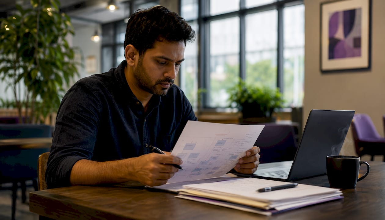 Founder reviewing LinkedIn content automation workflow