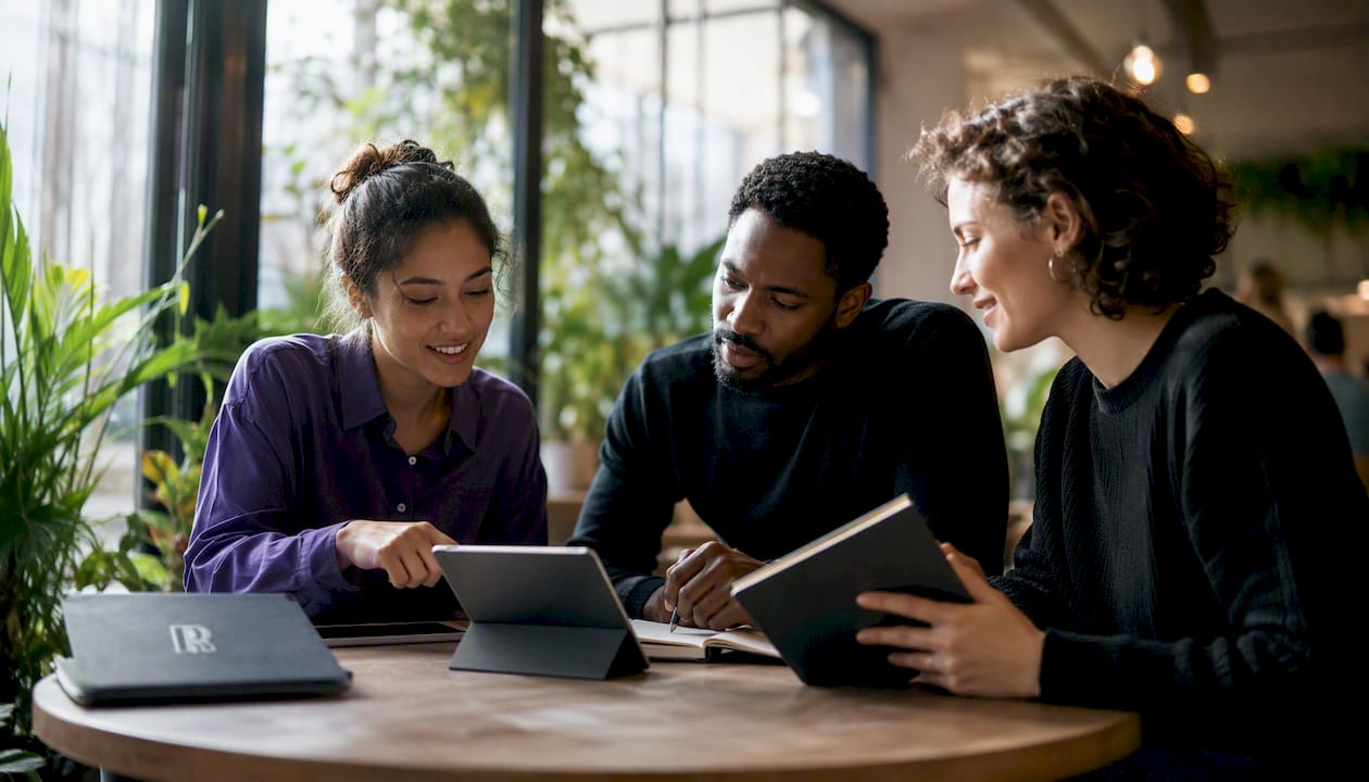 Social media team planning content in office