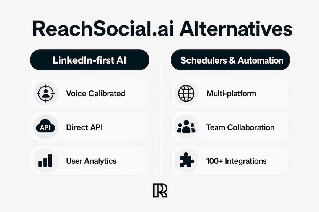 Infographic comparing ReachSocial.ai alternatives features