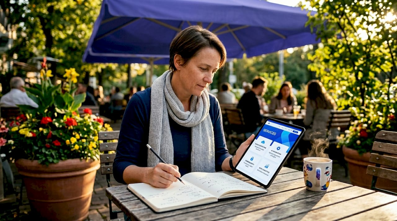 Customer choosing from online service menu
