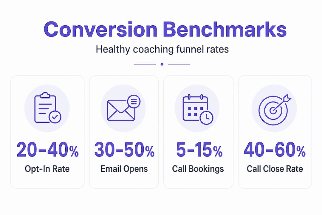 Infographic showing funnel conversion rate benchmarks