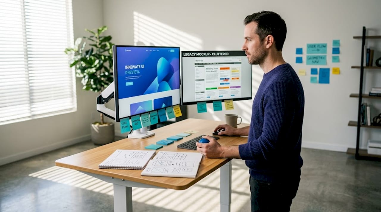 Web designer compares old and modern site designs