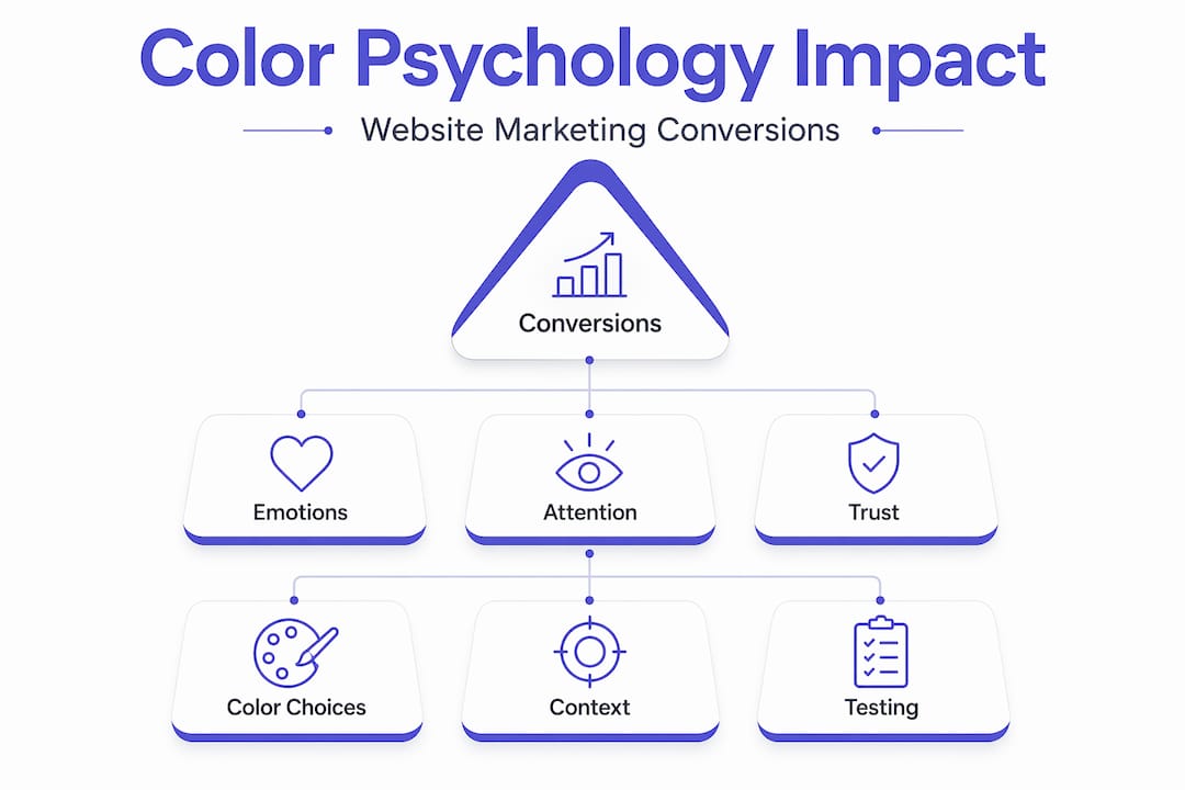 Infographic showing hierarchy of color psychology factors