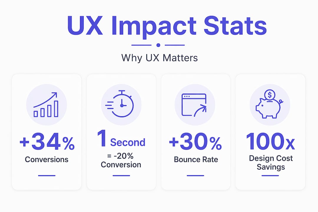 Infographic showing website UX impact statistics