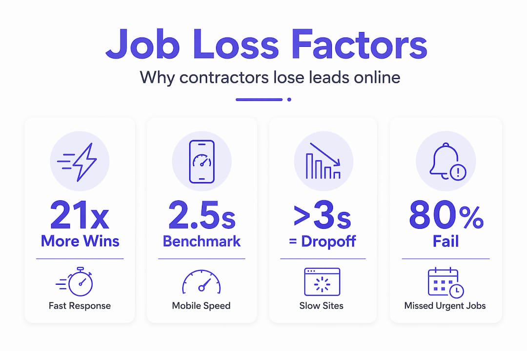 Infographic showing contractor job loss statistics and causes