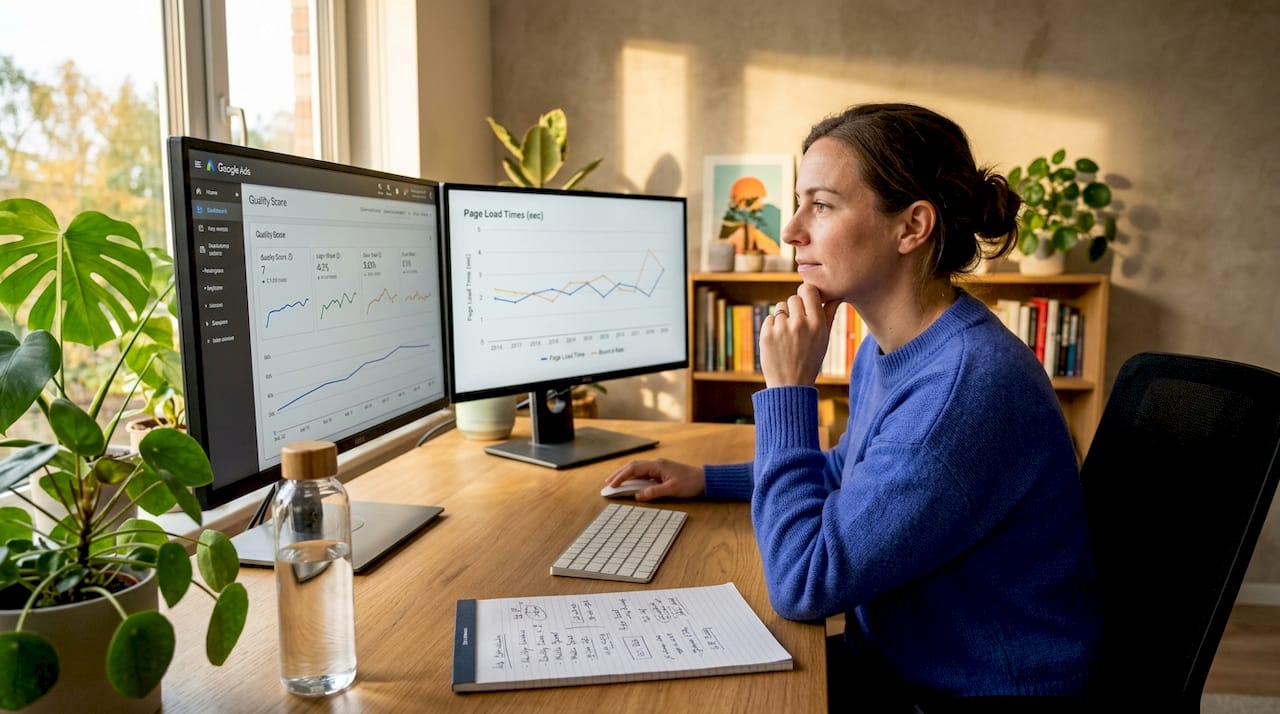 Marketer analyzing campaign impact from desk