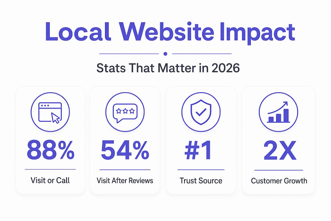 Infographic showing 2026 stats on local business websites