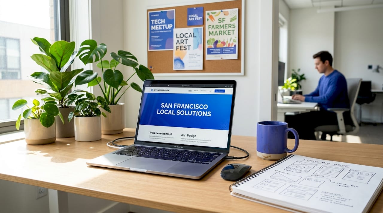 Workspace showing local homepage design process