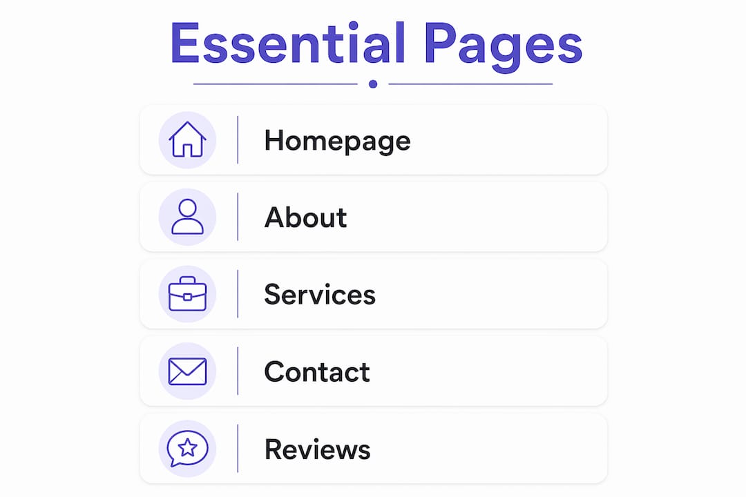 Infographic listing essential local business website pages