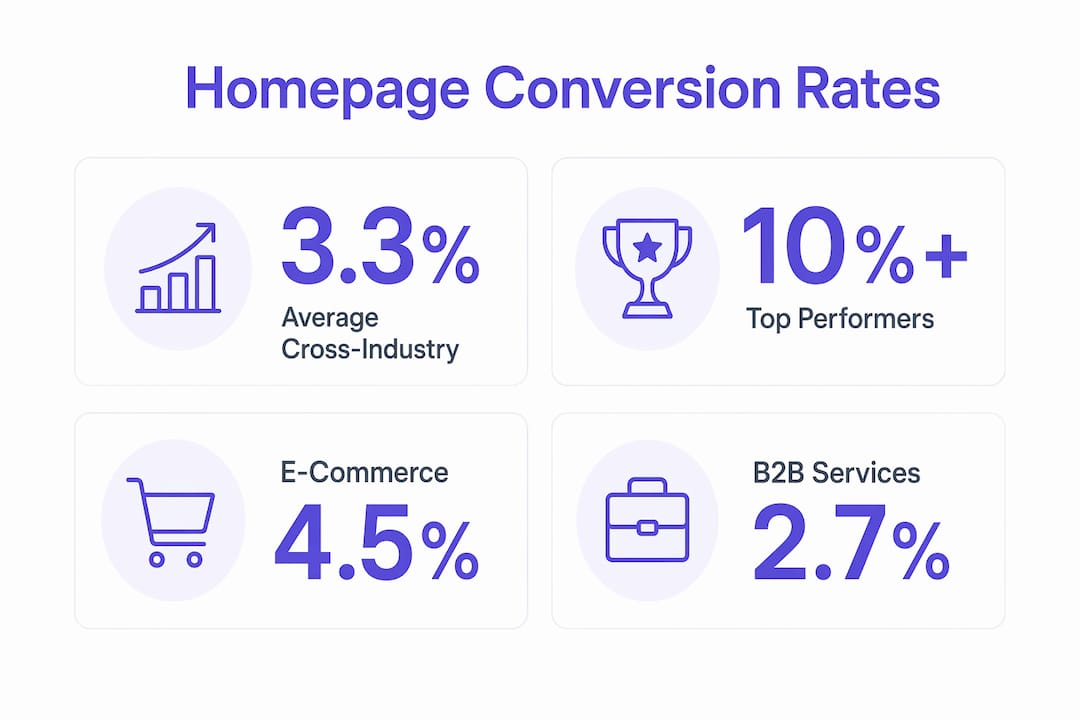 Infographic comparing homepage conversion rates across industries