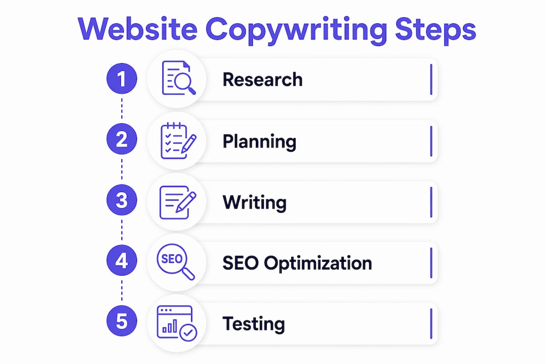 Infographic showing website copywriting steps