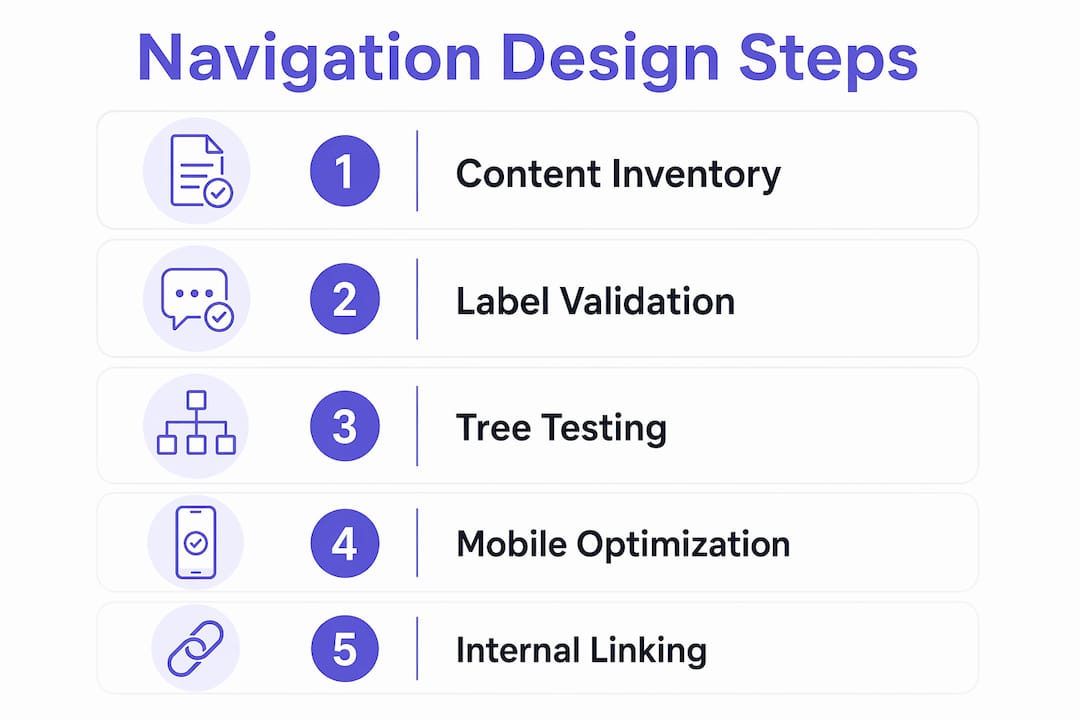 Infographic outlining consulting navigation design steps