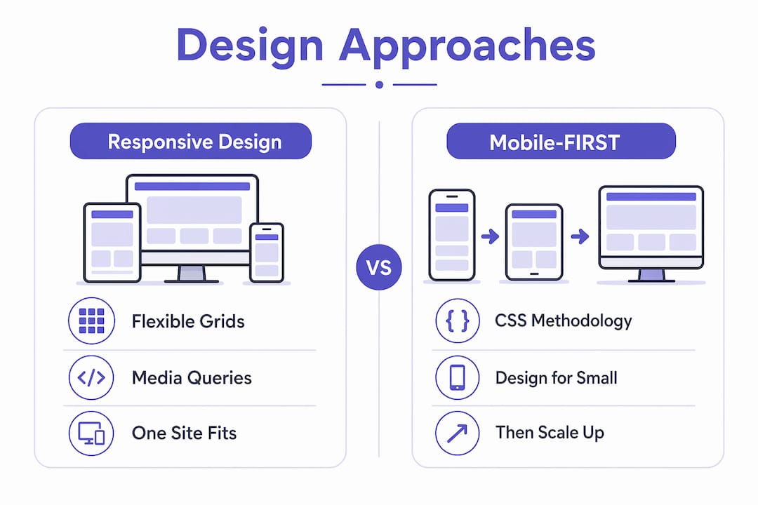 Infographic comparing responsive and mobile-first design
