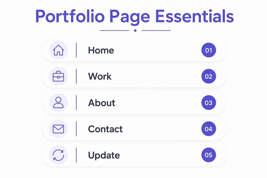 Infographic showing essential portfolio page sections