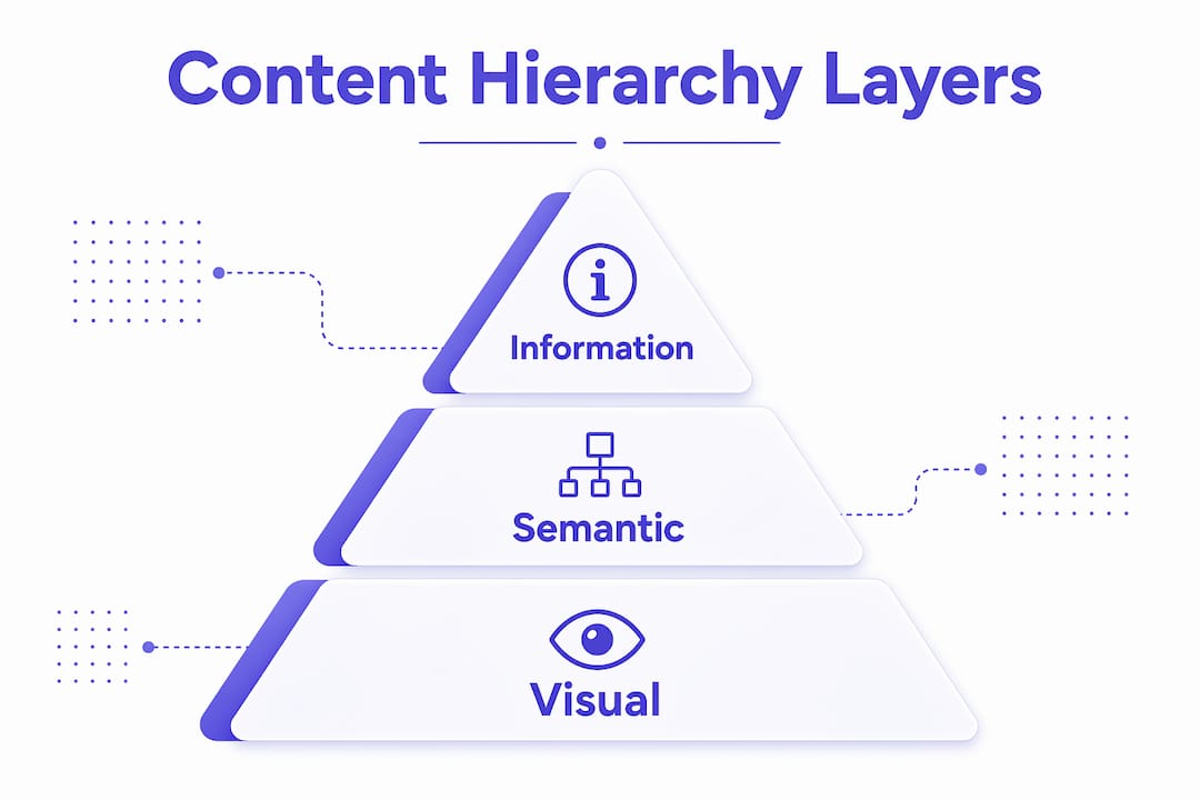 Infographic illustrating three layers of content hierarchy