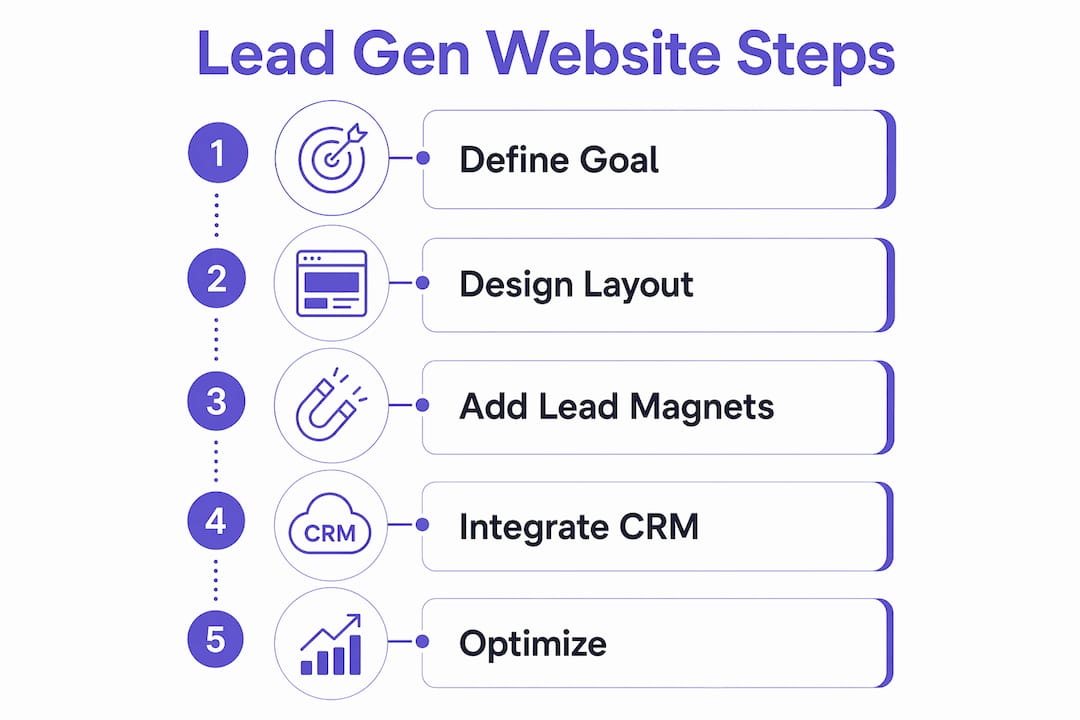 Infographic showing lead generation website process steps