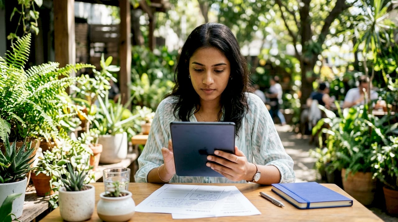 Professional reviewing guarantee types on tablet