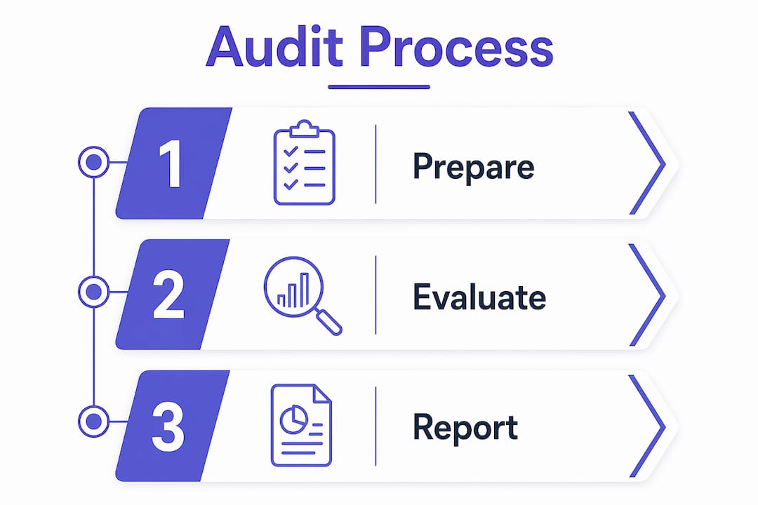 Infographic showing manual accessibility audit steps in a vertical flow