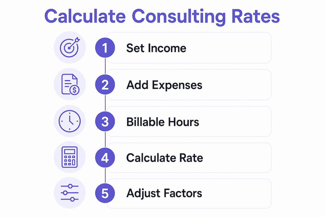 Infographic showing steps to calculate consulting rates