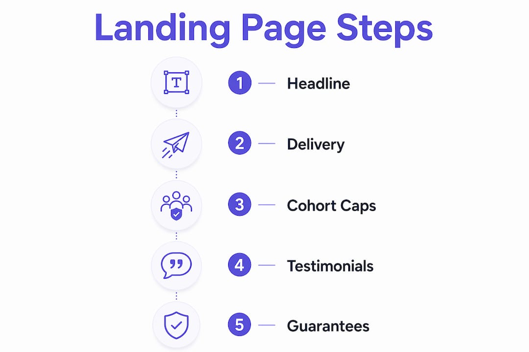 Infographic showing key landing page steps