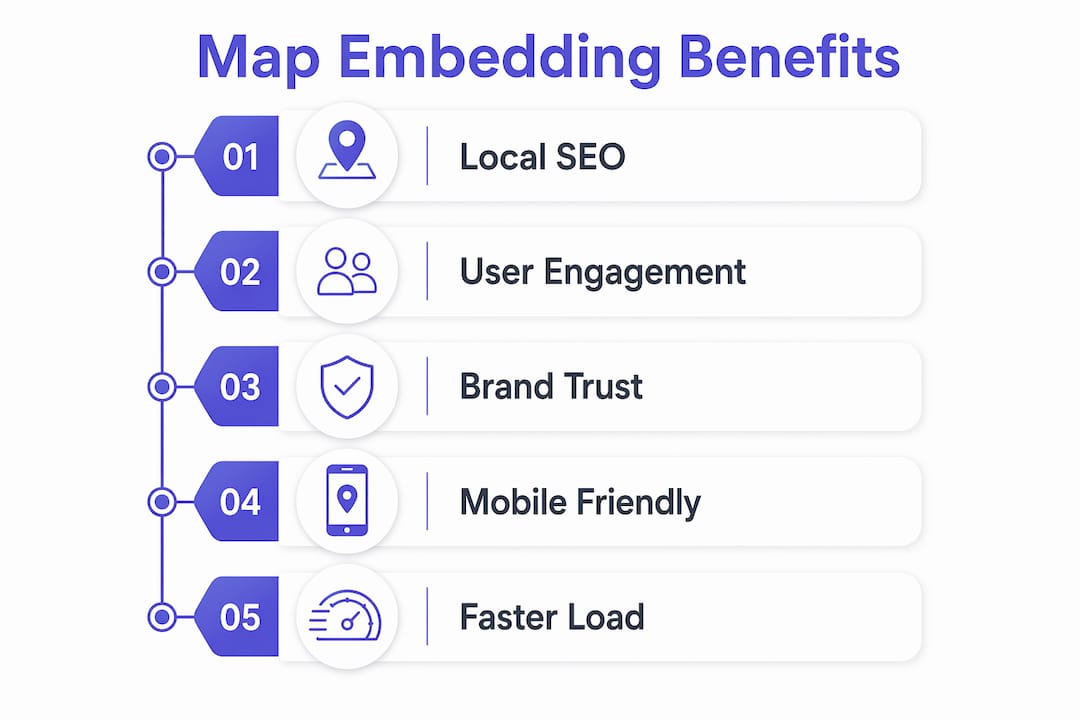 Infographic showing map embedding benefits flow