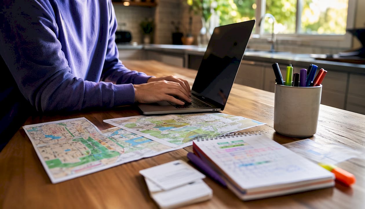 Hands typing local service page content