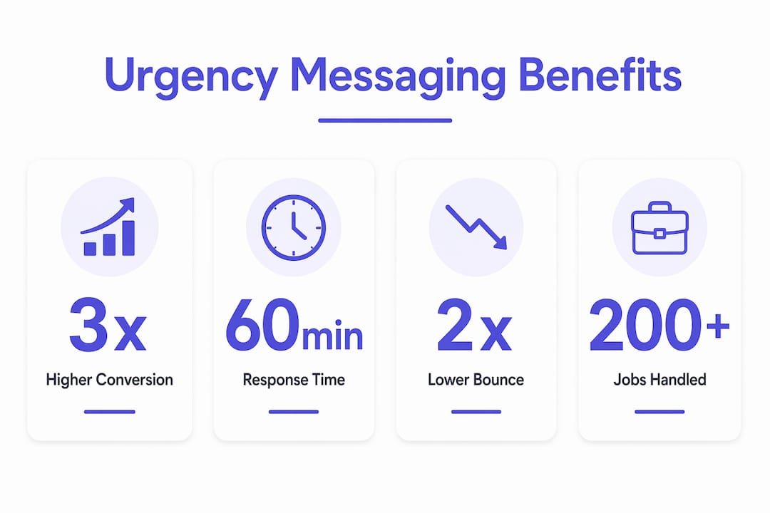 Infographic showing urgency messaging SEO benefits