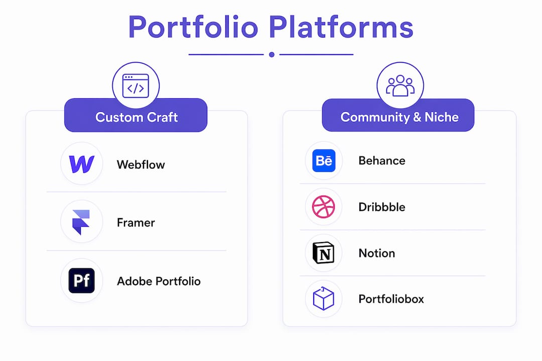 Infographic comparing portfolio platform categories