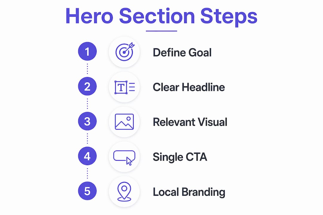 Infographic showing steps to effective local hero section