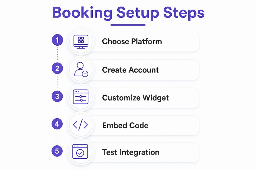 Infographic illustrating steps to add online booking