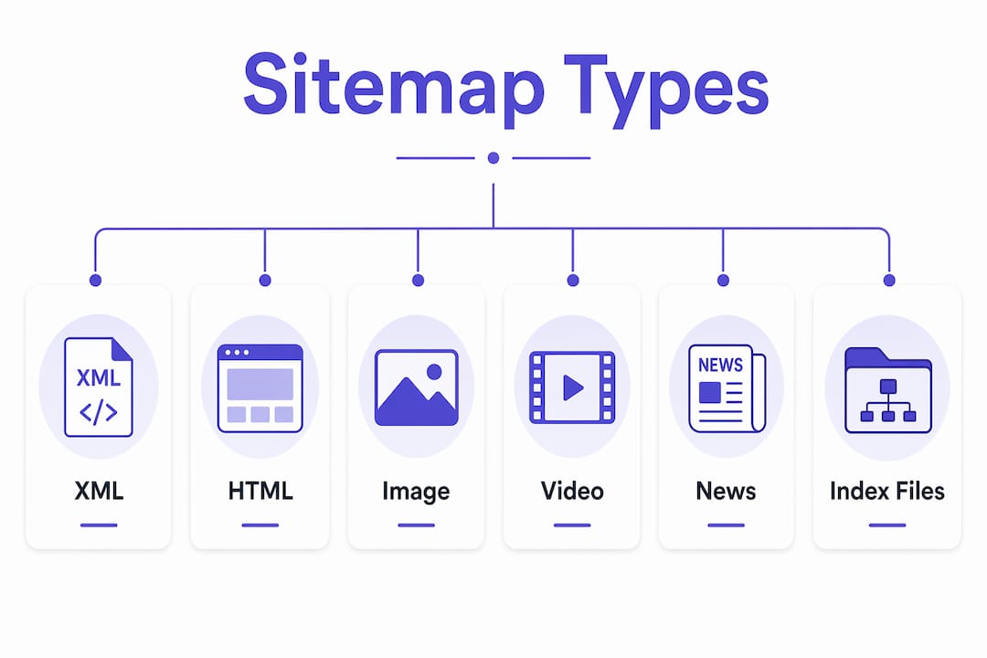Infographic showing sitemap types and their hierarchy