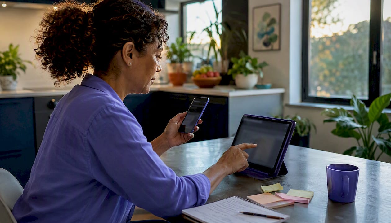 Owner managing emergency plumber bookings on devices