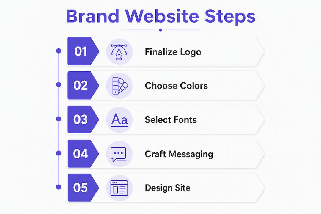 Infographic outlining brand website preparation steps