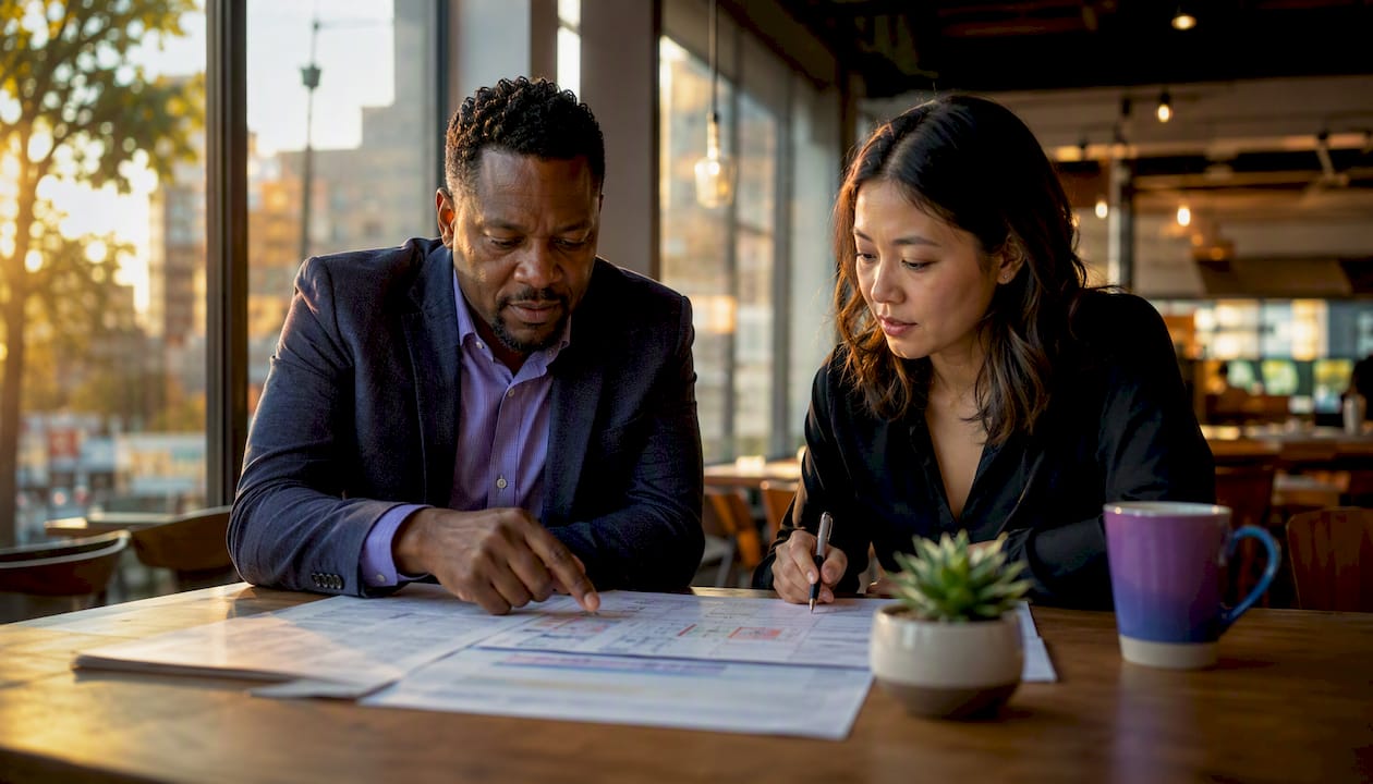 Consultants discussing retainer upgrade proposal
