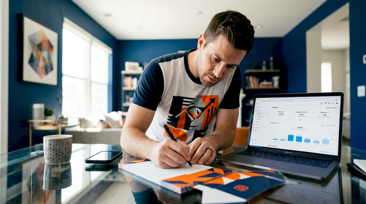 How to build a loyal social media fanbase in 2026 1 Man reviewing Instagram video analytics