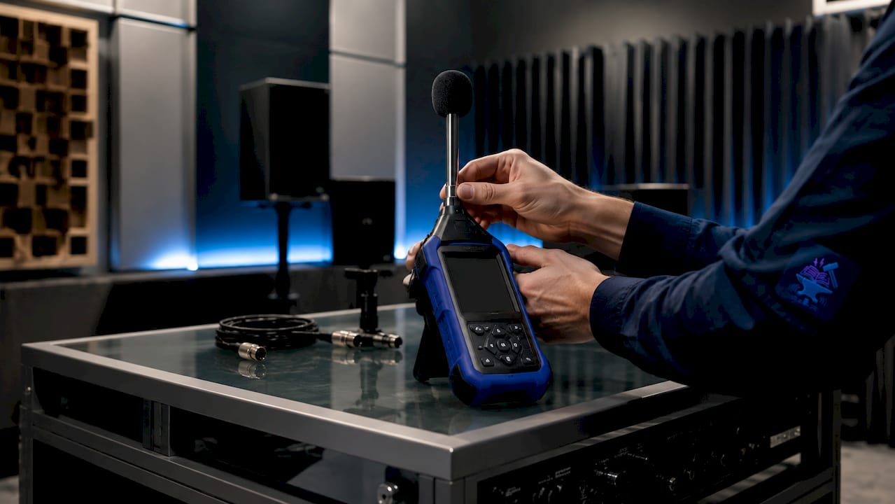 Close-up of STI measurement device on desk