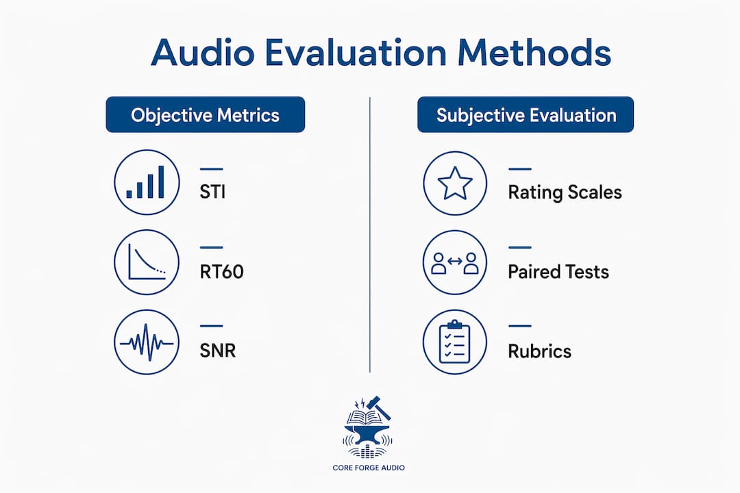 Infographic comparing objective and subjective audio evaluations
