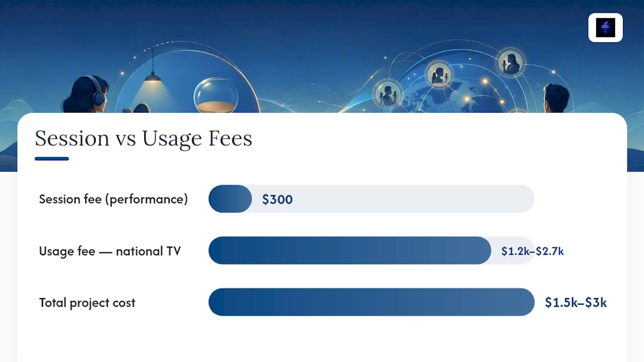 Diagram showing session fees vs usage fees in voice acting