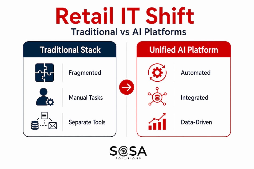 Infographic comparing traditional and AI retail platforms