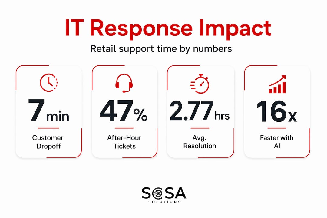 Infographic showing retail IT support impact statistics
