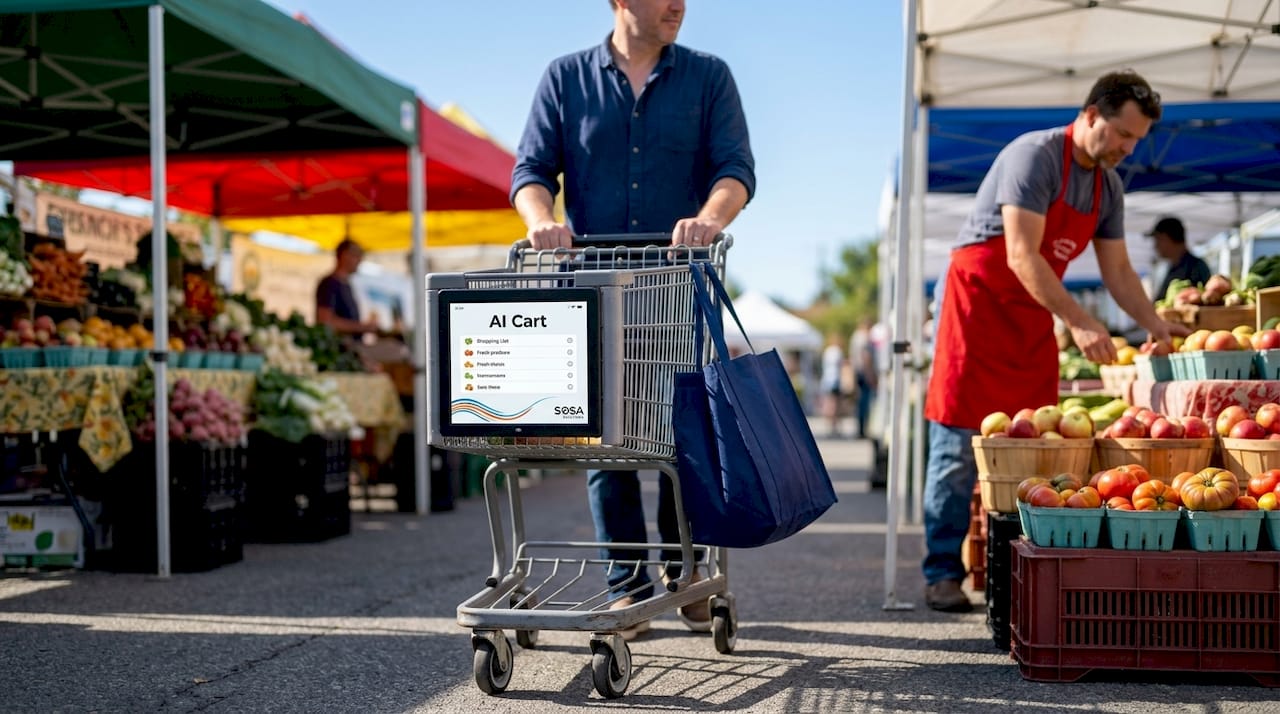 Customer uses AI-powered smart shopping cart