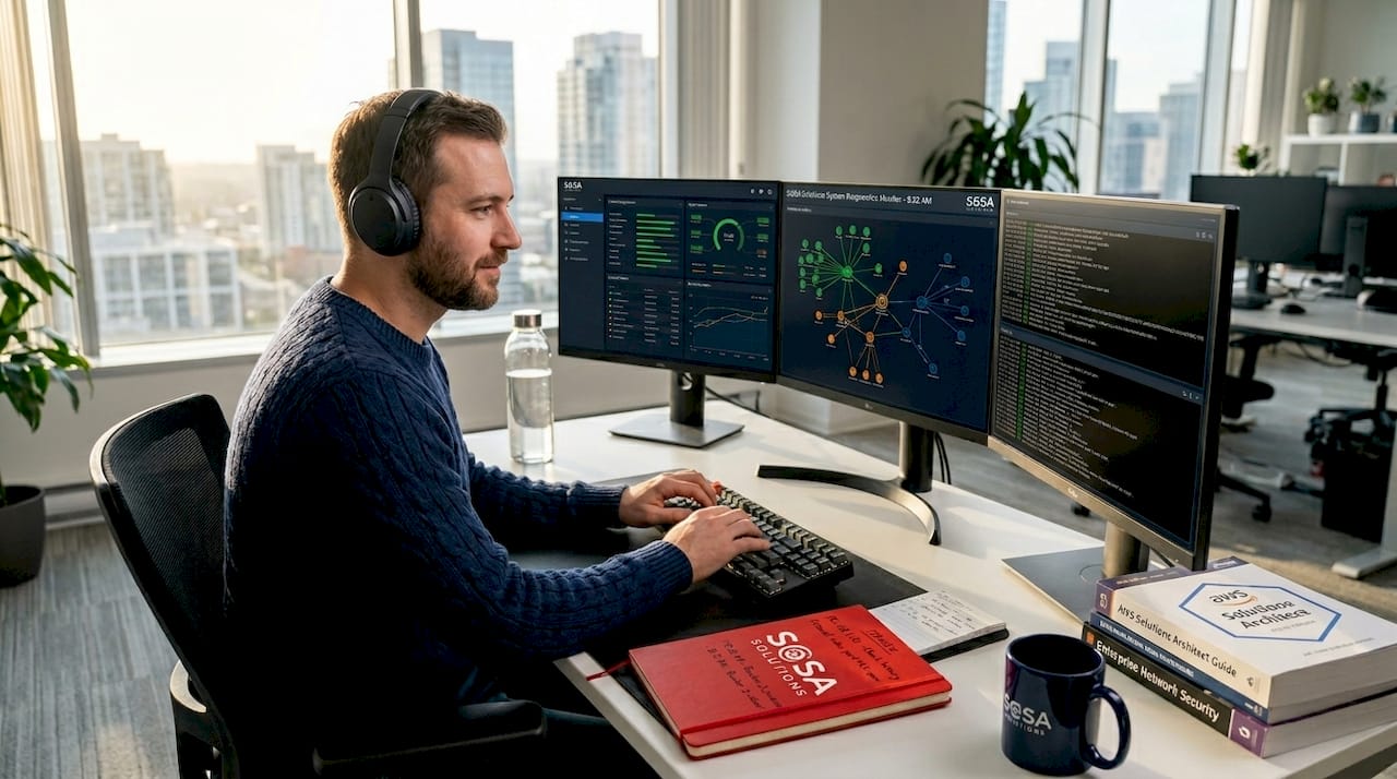 IT technician providing remote support at home office