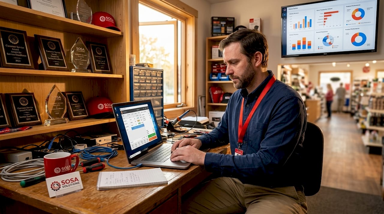 IT technician remotely troubleshooting retail POS