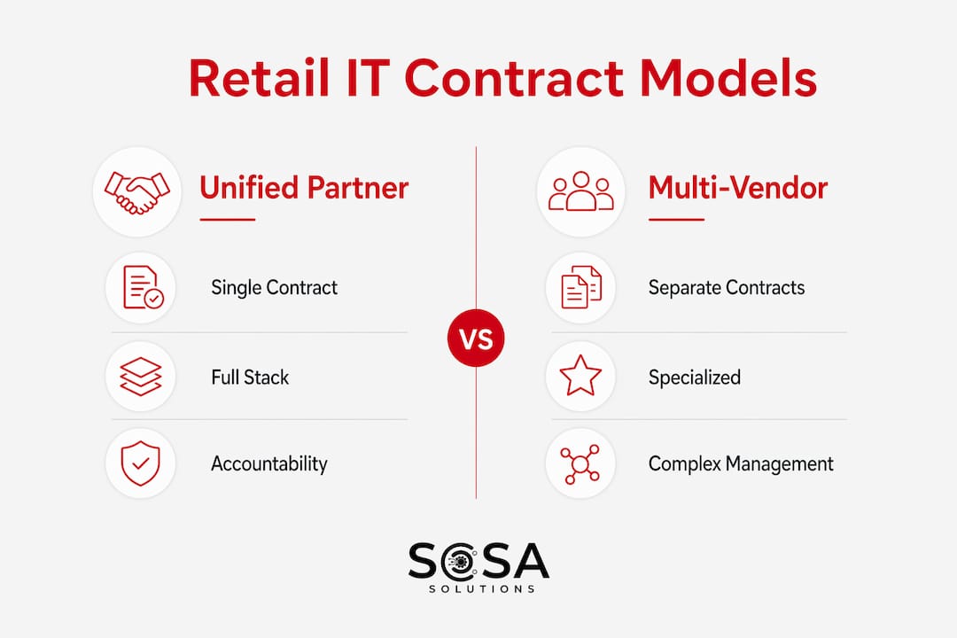 Infographic comparing unified versus multi-vendor IT contracts