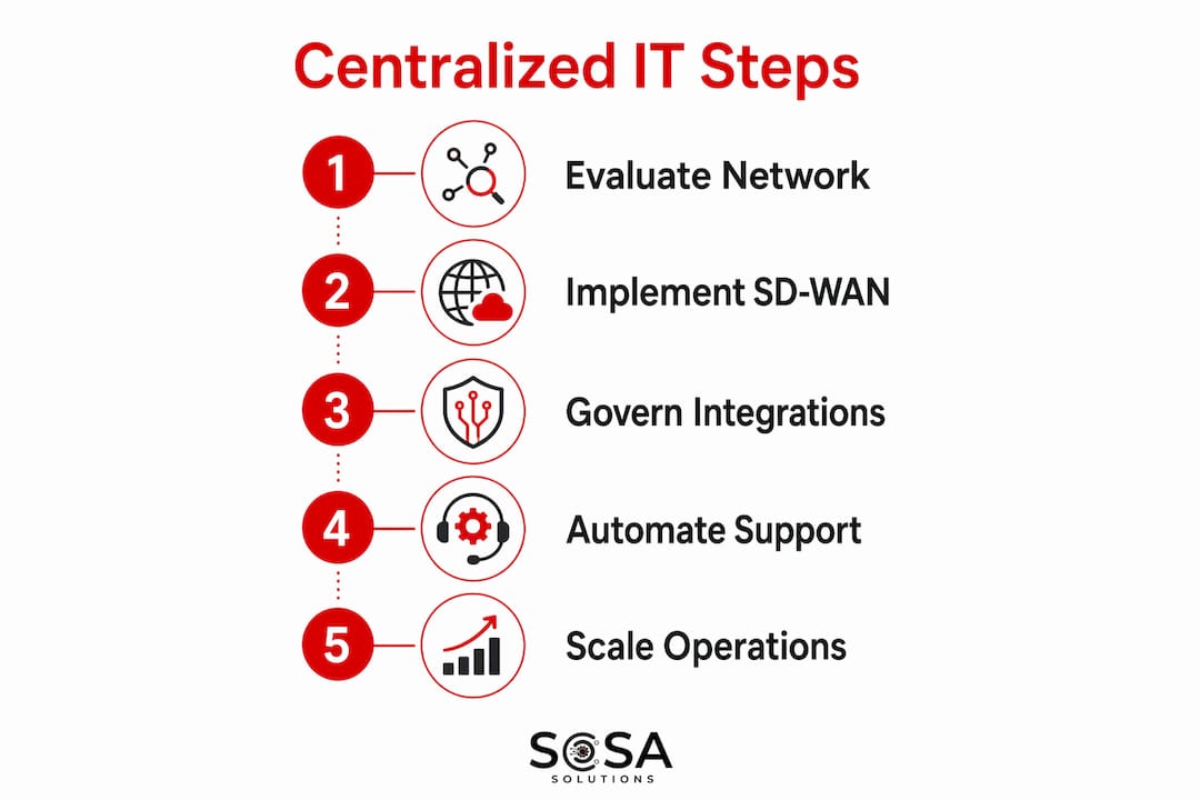 Infographic outlining steps of centralized IT management
